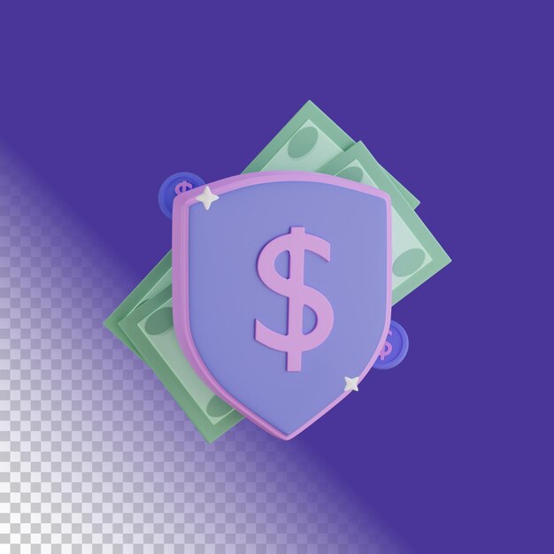 PSD 3d icono dinero protección