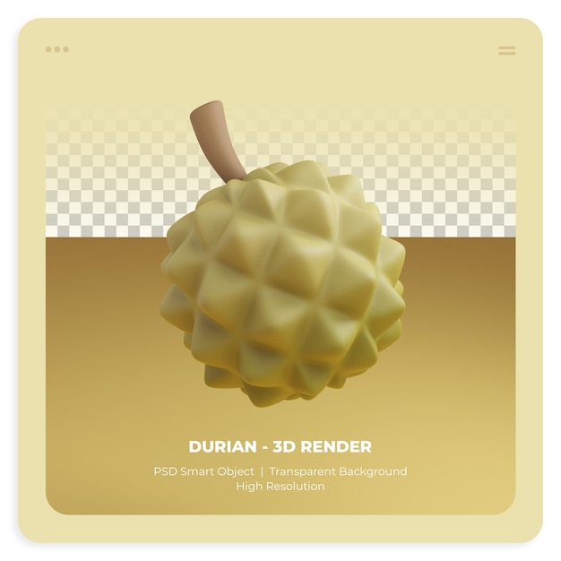 3d icono durian ilustración sobre fondo transparente aislado