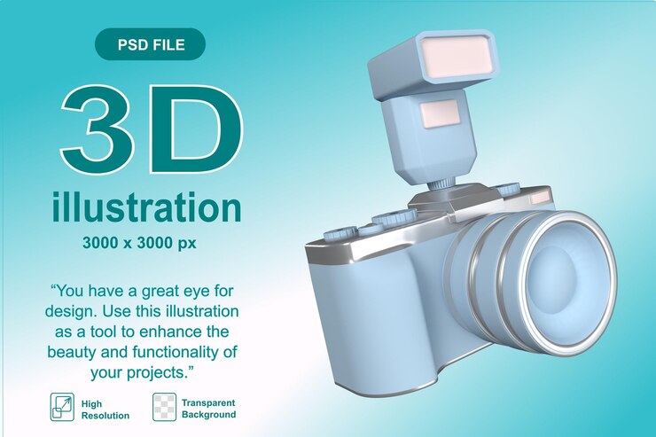 PSD 3d icono electrodomésticos aislados en el objeto de cámara de fondo transparente