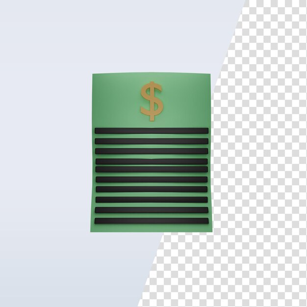 3d icono factura dolar