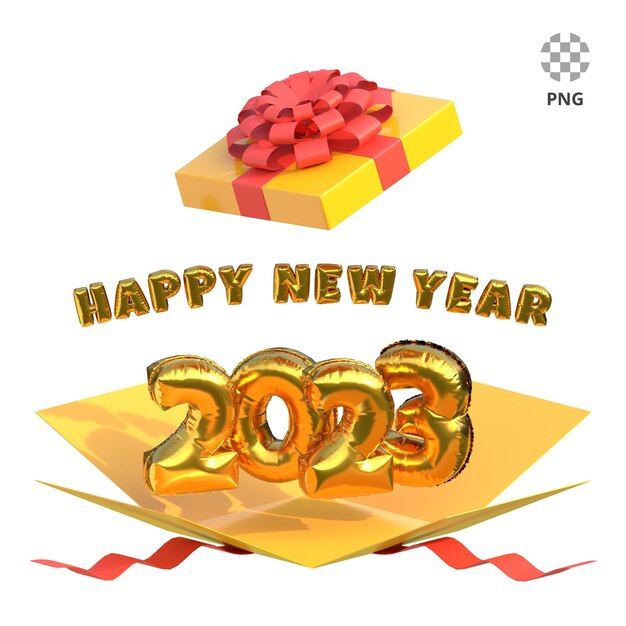 PSD 3d icono feliz año nuevo con cebration box