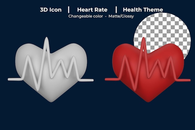 PSD 3d icono de frecuencia cardíaca