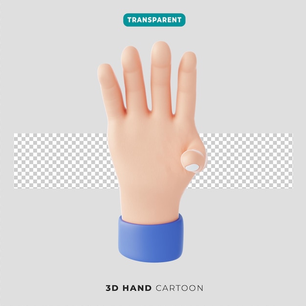 3d icono de gesto de cuatro dedos