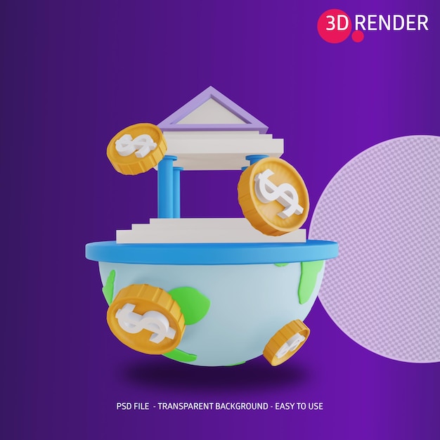 3d icono global dinero