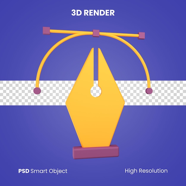 3d icono de la herramienta de la pluma render aislado