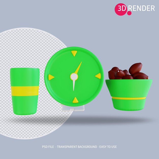 3d icono iftar tiempo