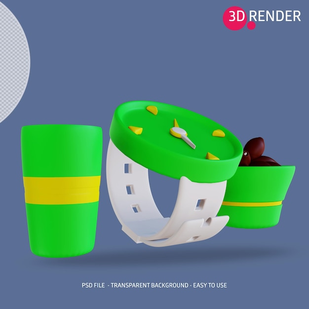 3d icono iftar tiempo