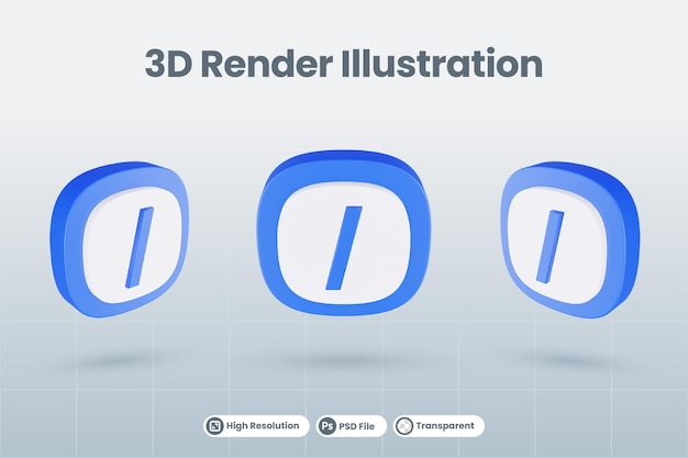 PSD 3d icono ilustración adelante división slash aislado
