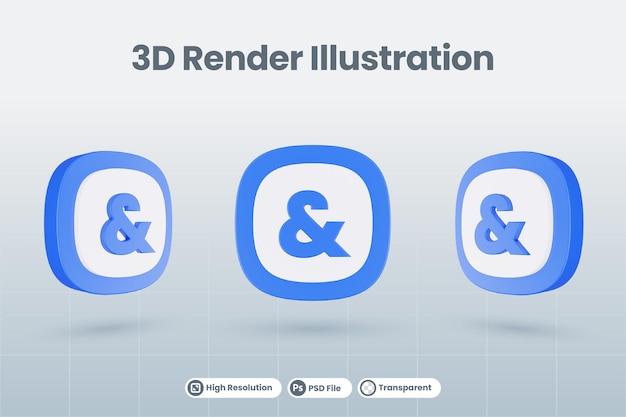 PSD 3d icono ilustración ampersand símbolo aislado