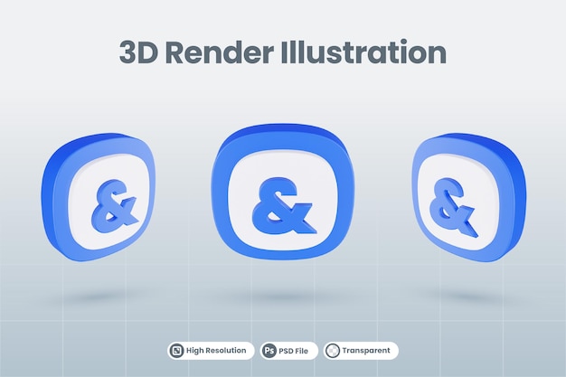 3d icono ilustración ampersand símbolo aislado