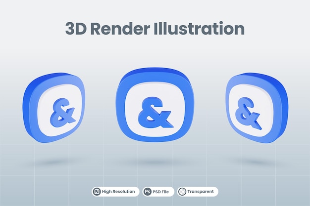 PSD 3d icono ilustración ampersand símbolo aislado