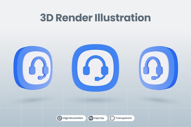 3d icono ilustración auricular auricular auricular aislado