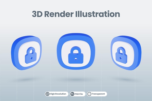 3d icono ilustración bloqueo aislado