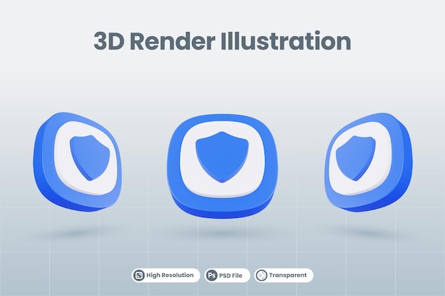 3d icono ilustración escudo proteger aislado