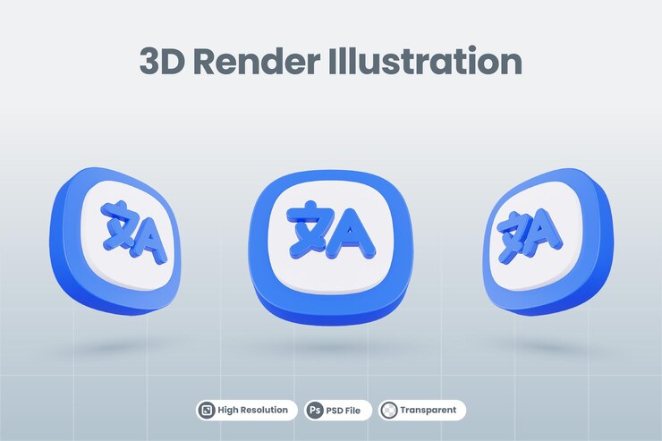 PSD 3d icono ilustración traducir aislado