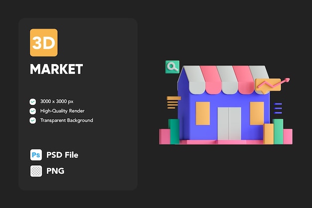 3D icono ilustraciones mercado tienda comercio electrónico negocio