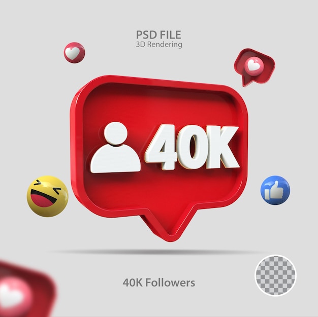 3d icono instagram 40k seguidores render