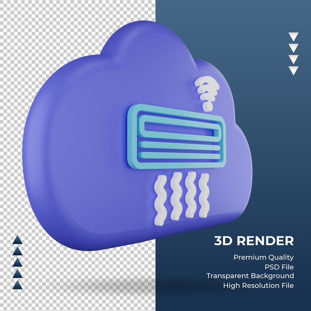 PSD 3d icono internet nube aire acondicionado signo renderizado vista izquierda