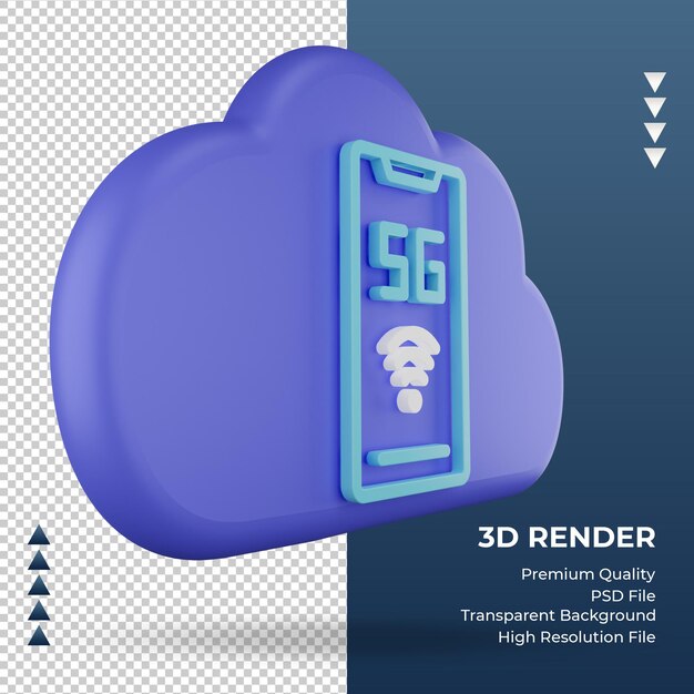 PSD 3d icono internet nube señal 5g renderizado vista izquierda