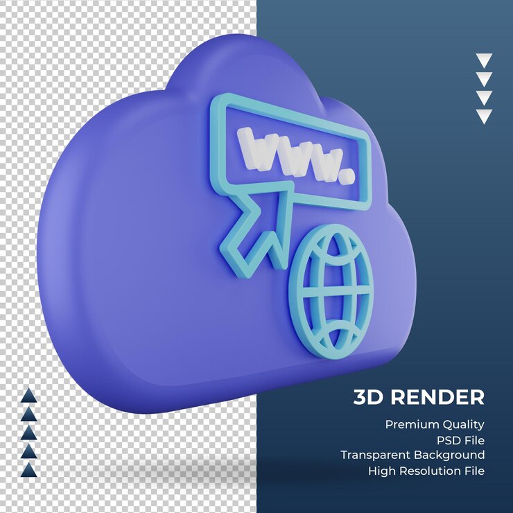 PSD 3d icono internet nube sitio web signo renderizado vista izquierda