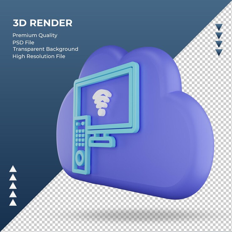 PSD 3d icono internet nube smartphone signo renderizado vista derecha