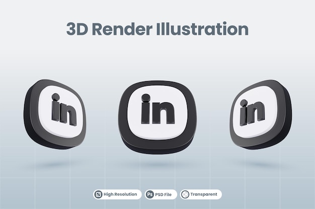 3d icono linkedin social media logo aislado render