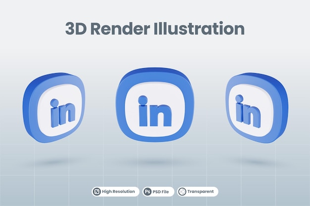 3d icono linkedin social media logo aislado render