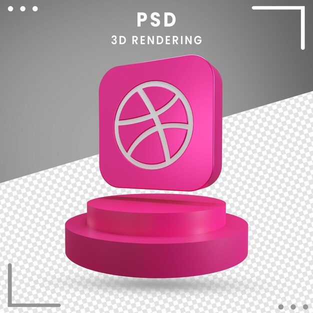 3d icono de logotipo girado dribbble aislado