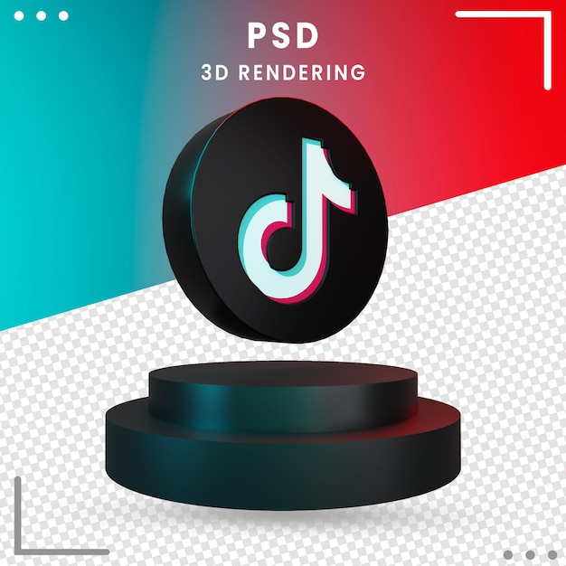 PSD 3d icono de logotipo girado negro tiktok diseño renderizado aislado