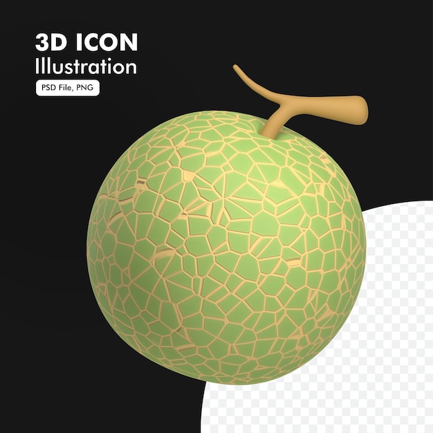 PSD 3d icono melón aislado