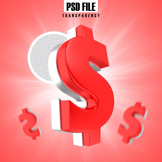 PSD 3d icono de moneda roja