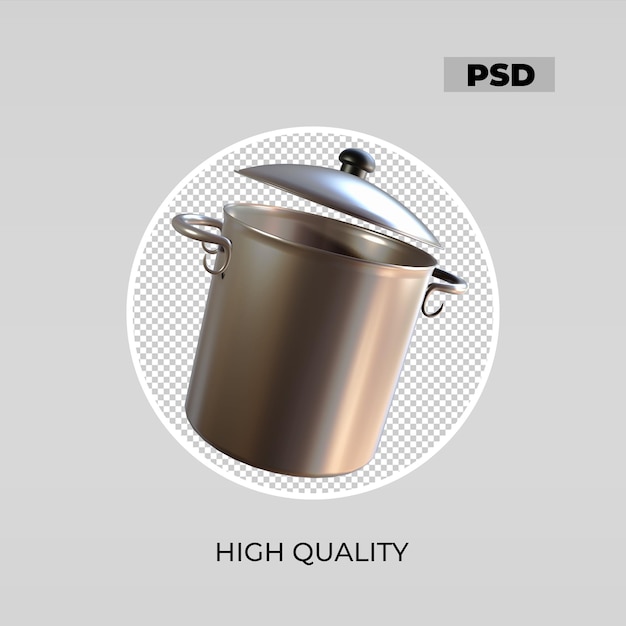 PSD 3d icono olla de cocina mira 3