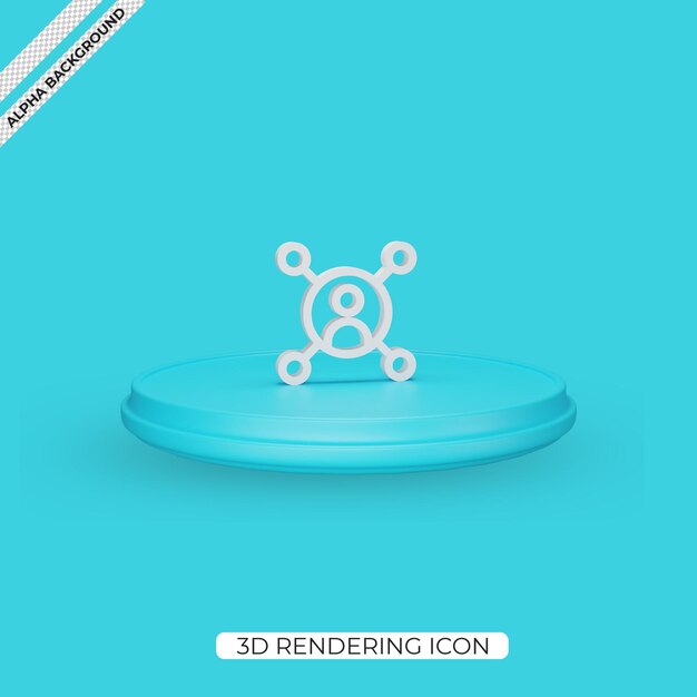 3d icono de procesamiento de conexión de redes sociales aislado