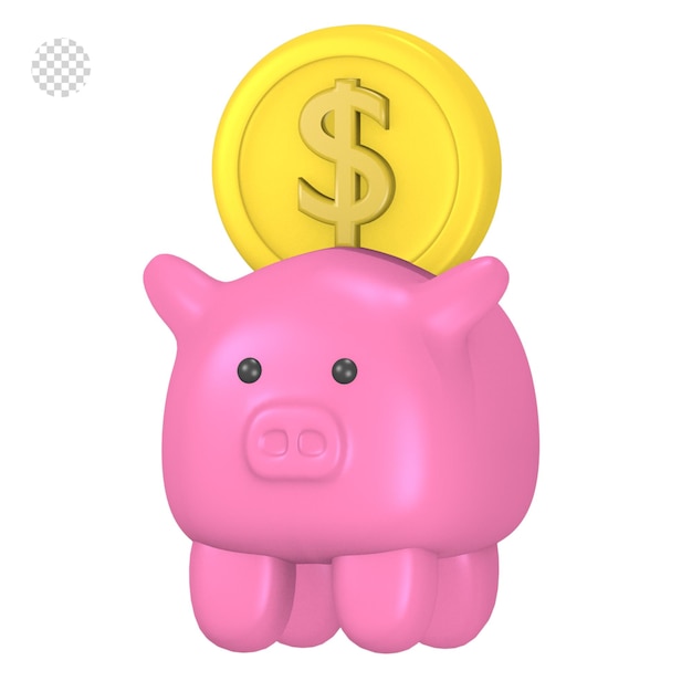 PSD 3d icono renderizado ilustración pago en línea ahorro de dinero