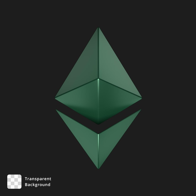 3d icono de un signo eth verde