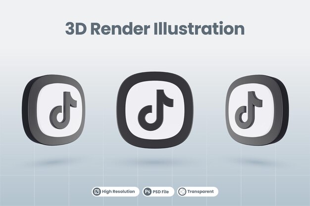 3d icono tiktok social media logo render aislado
