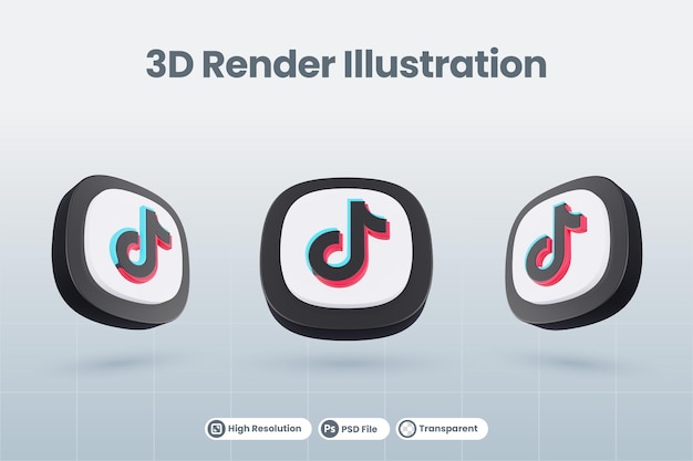 3d icono tiktok social media logo render aislado