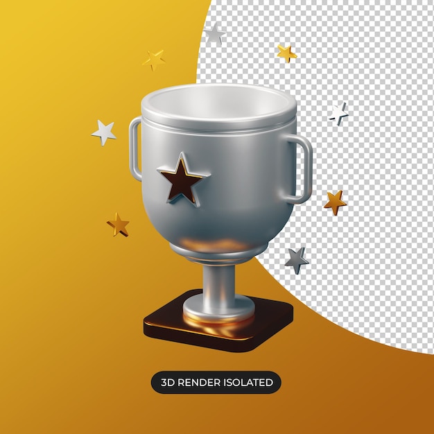 3d icono de trofeo de plata aislado