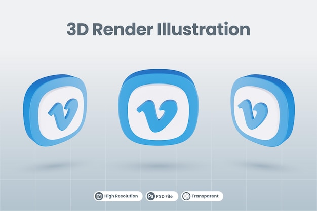 3d icono vimeo social media logo aislado render