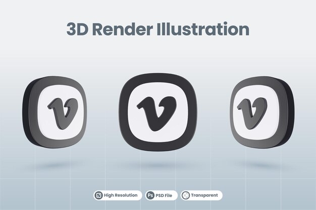 3d icono vimeo social media logo aislado render