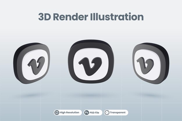 3d icono vimeo social media logo aislado render