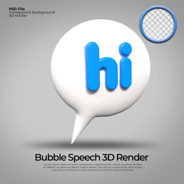 3d iconos transparentes hola discurso de burbuja, chat