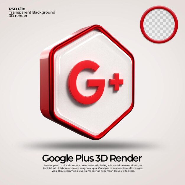 3d icons transparent google plus with hexagon elements
