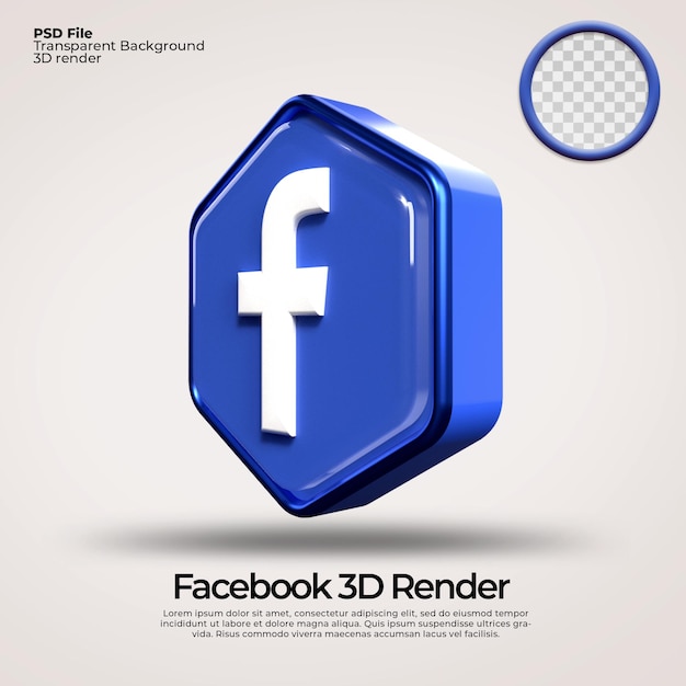 3D-Icons transparentes Facebook mit Hexagon-Elementen