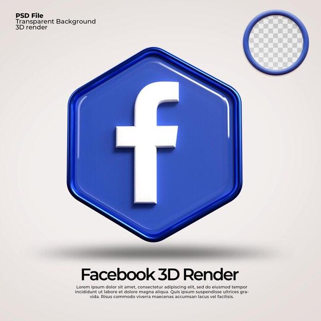 3D-Icons transparentes Facebook mit Hexagon-Elementen