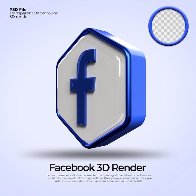 3D-Icons transparentes Facebook mit Hexagon-Elementen