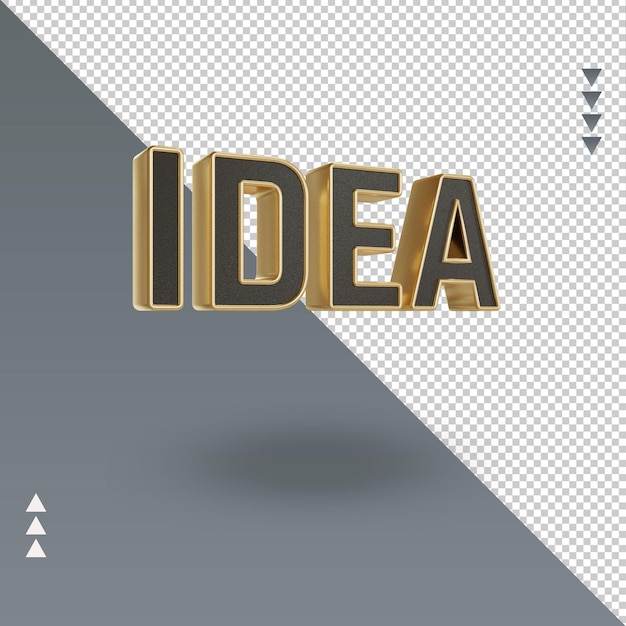 3d idea negro oro texto renderizado vista izquierda