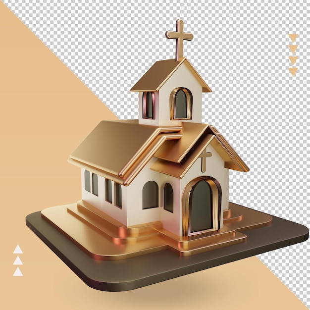 3d iglesia pascua icono renderizado vista izquierda