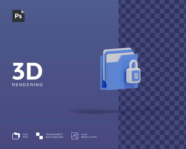 PSD 3d iillustration sicherheitsordner