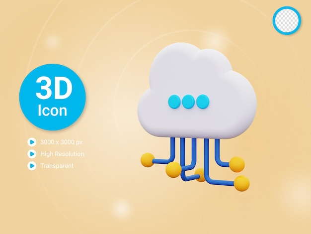 3D ikona cloudové sítě